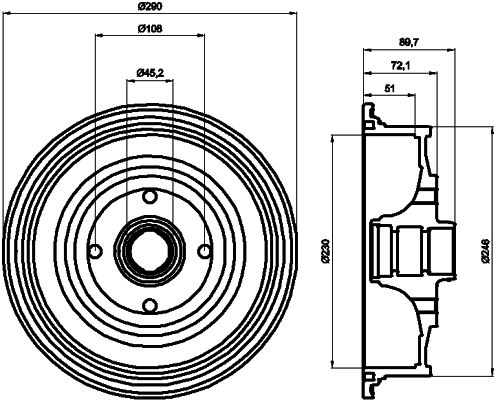 HELLA PAGID Тормозной барабан 8DT 355 301-601